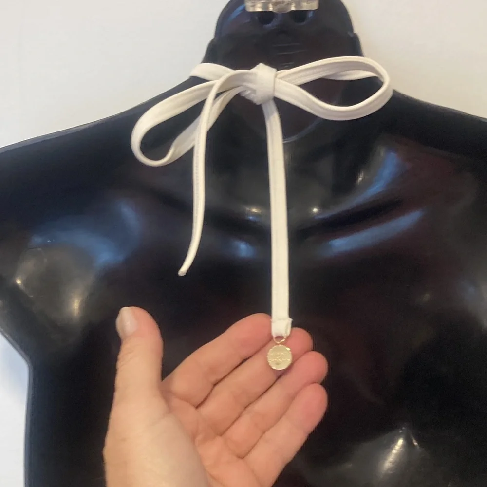 Kate Spade Black White Halter Swim top with Bow Size Medium